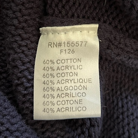 Knitted “Beach” lightweight sweater in block letters navy Vneck size Large - Picture 11 of 11